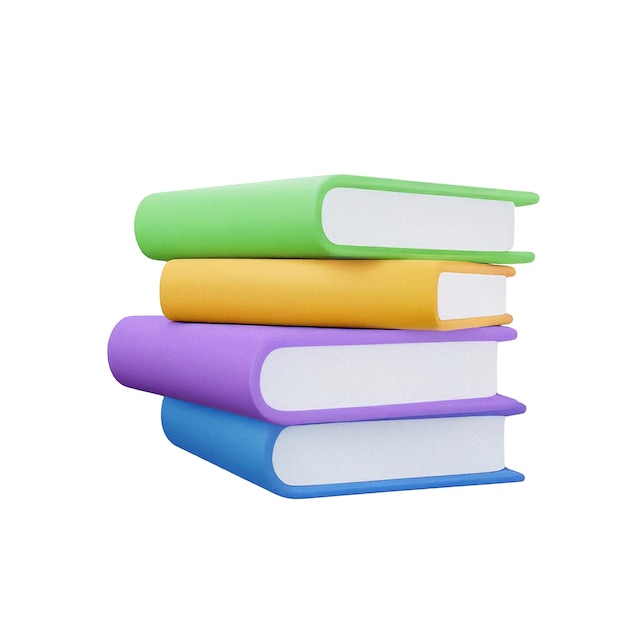 PSD colorful stack of books for education and learning 3d icon