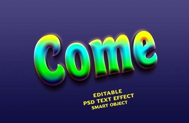 PSD come 3d text effect design color design stylish font