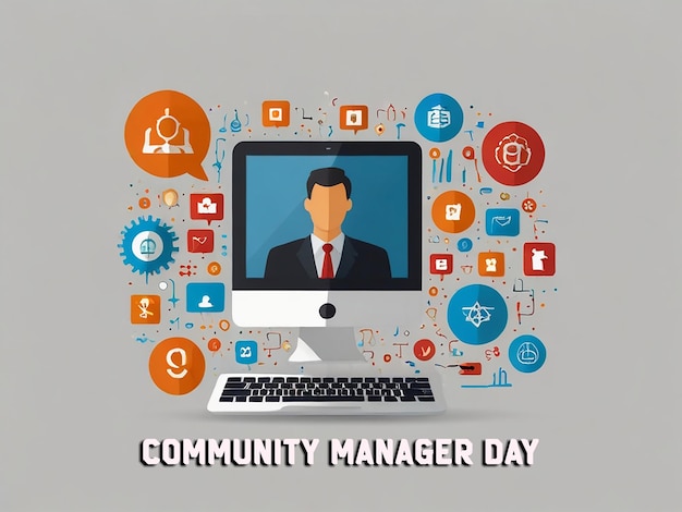 PSD community manager day background with editable file