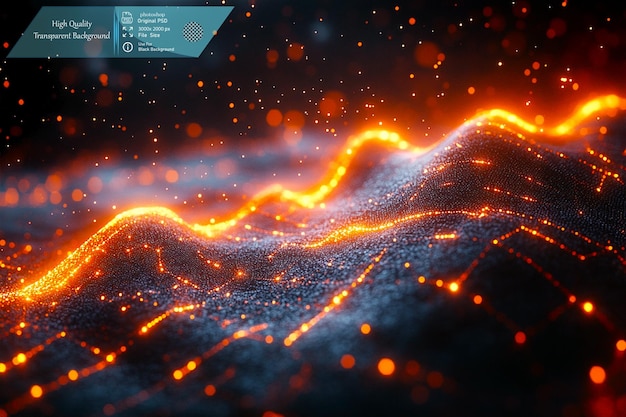 PSD a computer screen with orange lights and a glowing background
