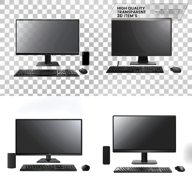 PSD computer a sleek desktop computer with a large display on transparent background