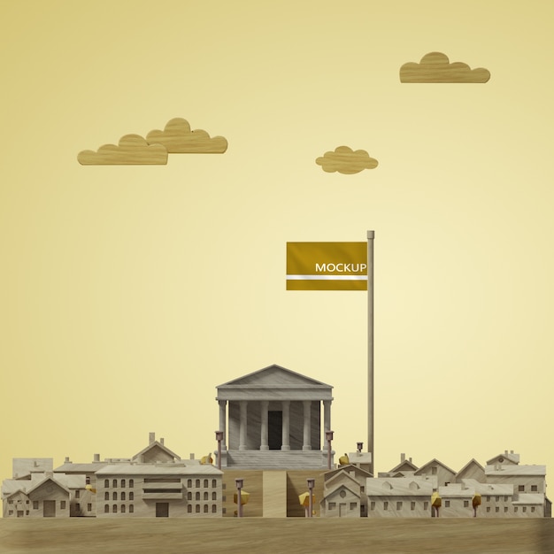 PSD concept of cities world day 3d model mock-up