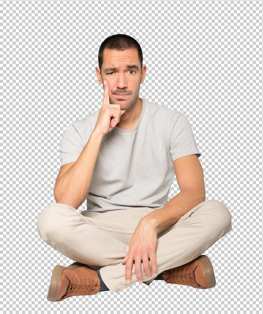 PSD concerned young man making a gesture of doubt