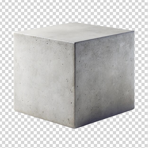 PSD concrete cube isolated on transparent background