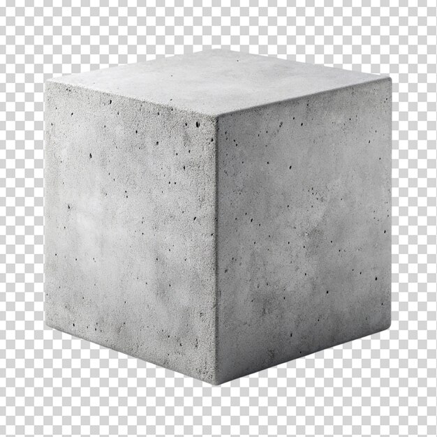 PSD concrete cube isolated on transparent background