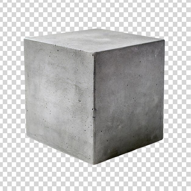 PSD concrete cube isolated on transparent background