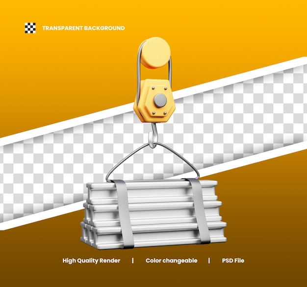 PSD construction crane 3d illustration or labour day 3d icon