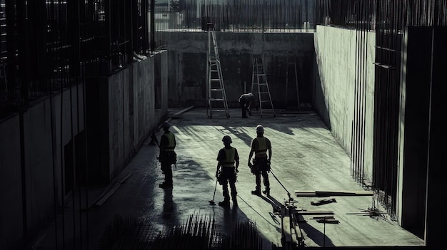 PSD construction workers in a building site