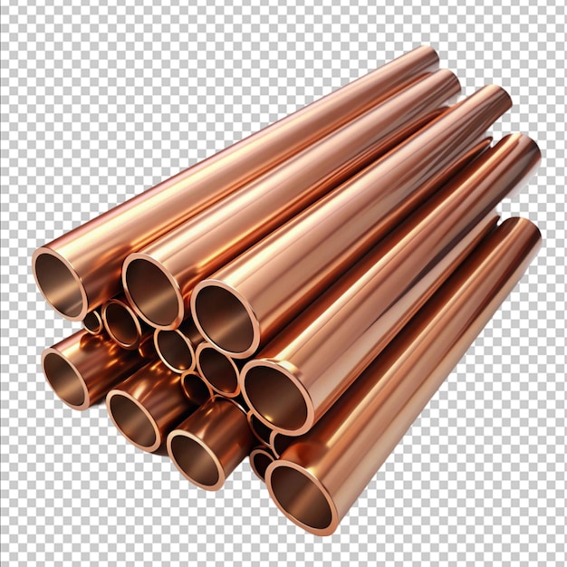 PSD copper pipes isolated 3d rendering