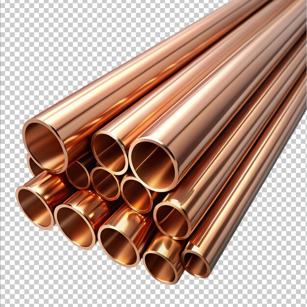 PSD copper pipes isolated 3d rendering