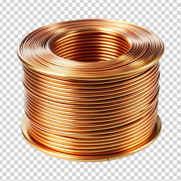PSD copper wire coil isolated on transparent background
