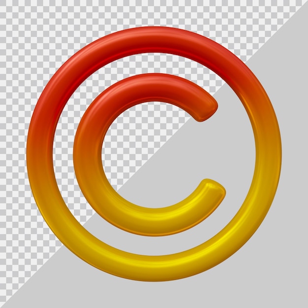 PSD copyright icon logo with 3d modern style