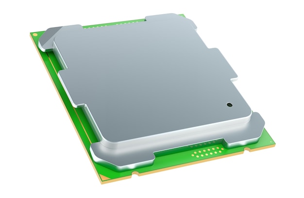 PSD cpu computer processor 3d rendering isolated on transparent background