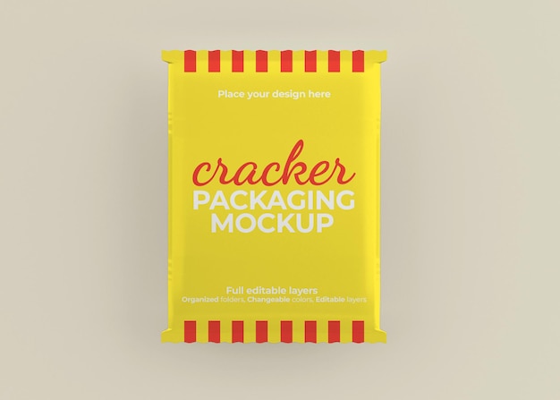 PSD cracker or snack sachet packaging mockup
