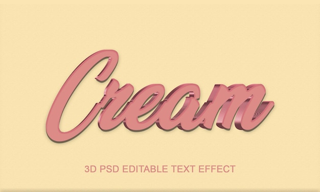 PSD cream 3d editable text effect with premium background