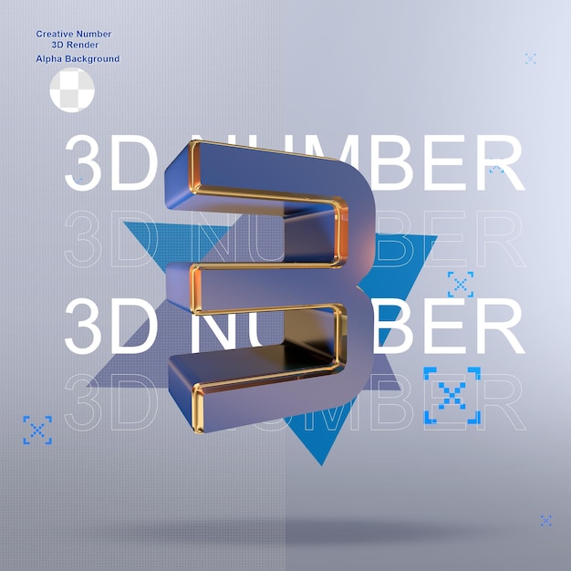 PSD creative blue 3d numbers 3