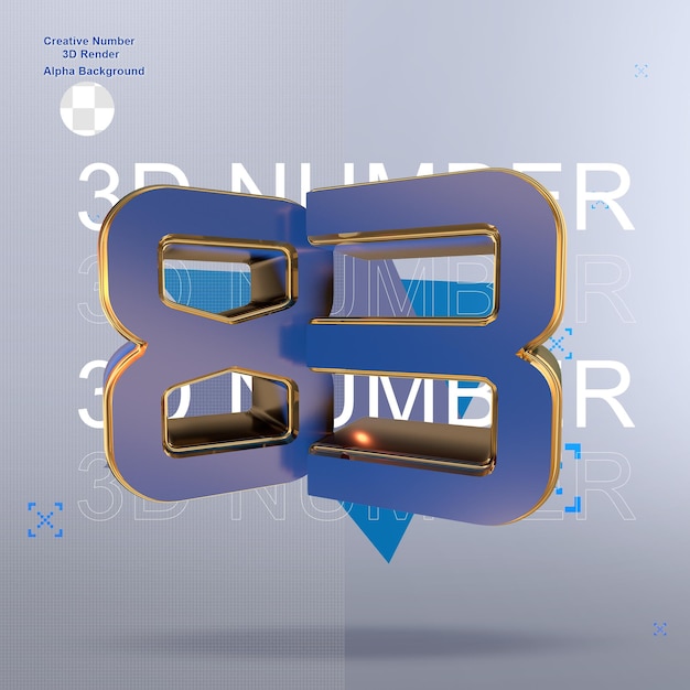 PSD creative blue 3d numbers 83
