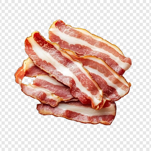 PSD crispy bacon strips isolated on transparent background