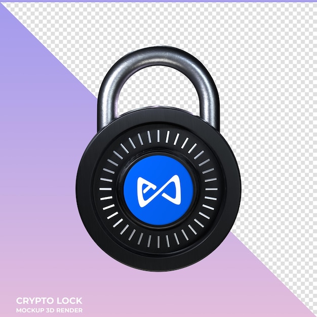 PSD crypto lock axie infinity axs 3d icon