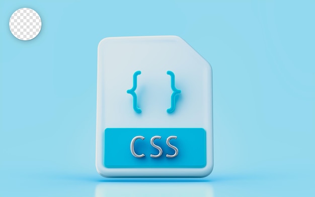 PSD css document file sign 3d render concept for programmer contain create web developer