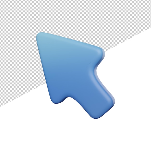 PSD cursor mouse pointer arrow side view 3d illustration rendering transparent background