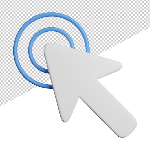 PSD cursor pointer mouse click front view 3d icon rendering illustration on transparent background