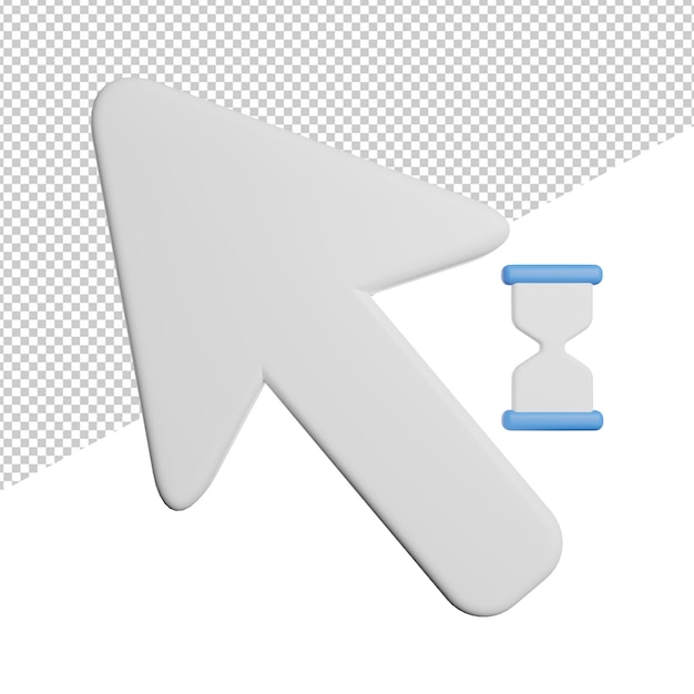 PSD cursor pointer mouse loading view 3d icon rendering illustration on transparent background