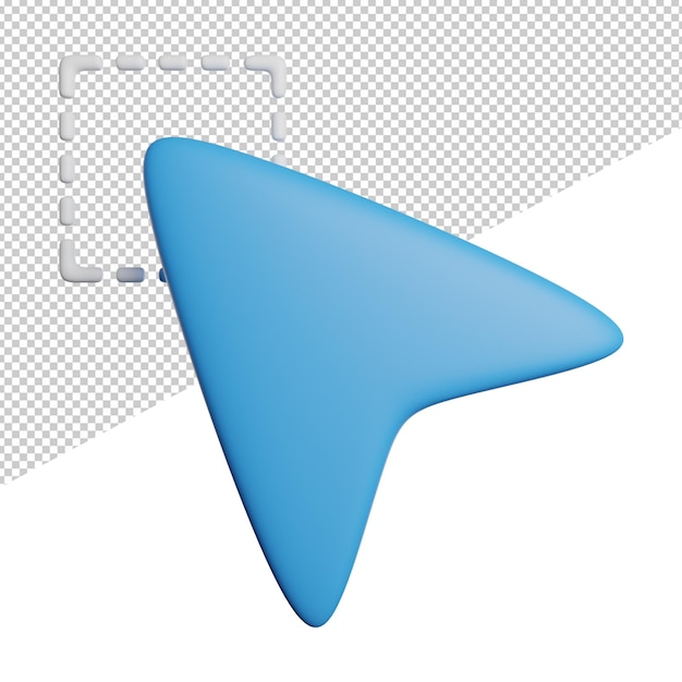 PSD cursor pointer selection box front view 3d rendering icon illustration on transparent background