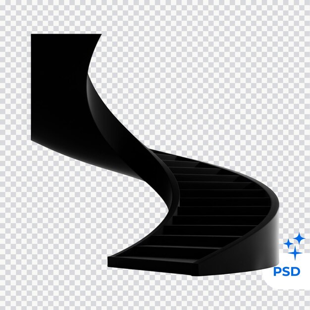 PSD curved black staircase abstract architecture render