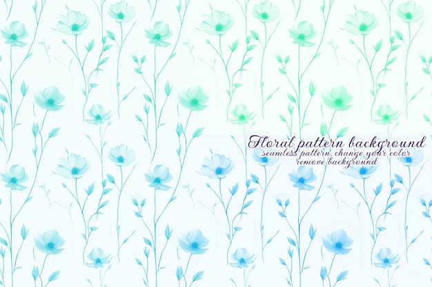 PSD customizable floral pattern with blue and lavender tones