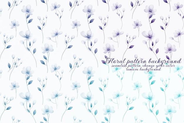 PSD customizable floral pattern with blue and lavender tones