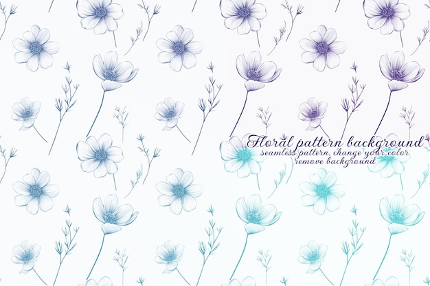 PSD customizable floral pattern with blue and lavender tones