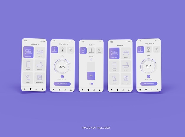 PSD customizable mockup with separated mobile phone screens for ui ux app presentation 3d rendering