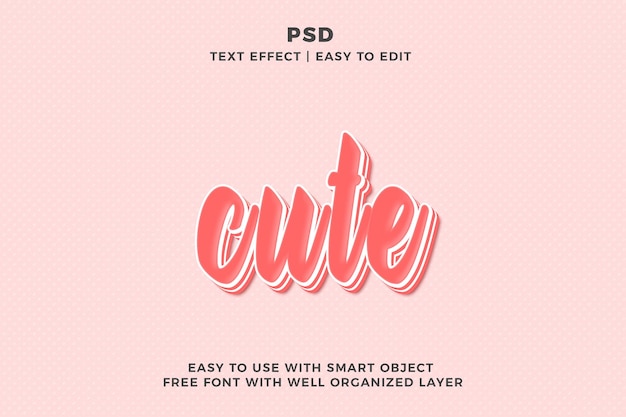 PSD cute 3d editable text effect style psd with background