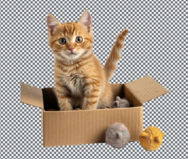 PSD cute kitnipbox isolated on transparent background