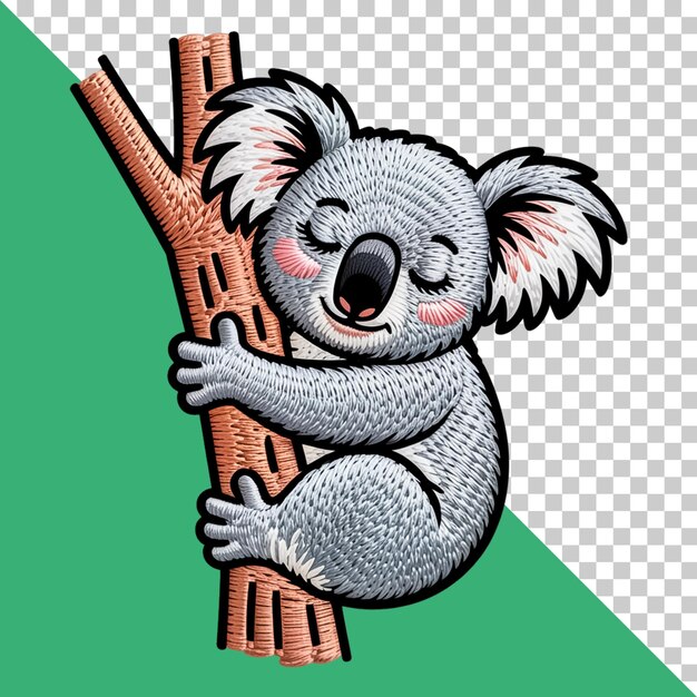 PSD cute koala bear sleeping on a tree branch