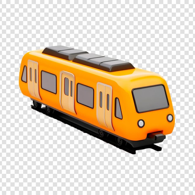 PSD cute orange cartoon train model 3d render isolated on transparent background