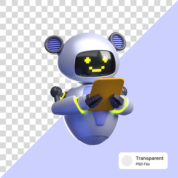 PSD cute robot holding a tablet