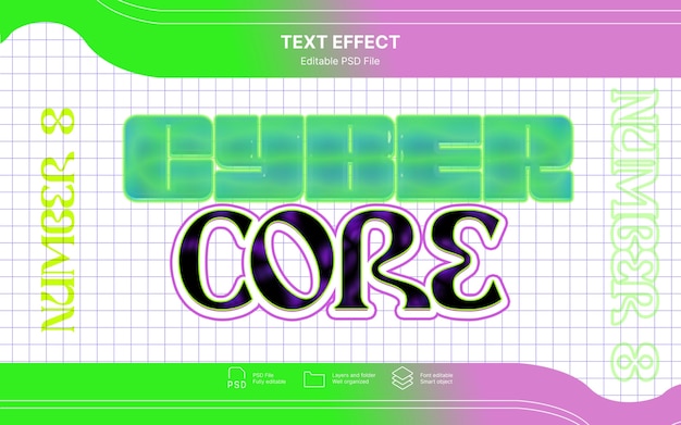 PSD cyber core text effect
