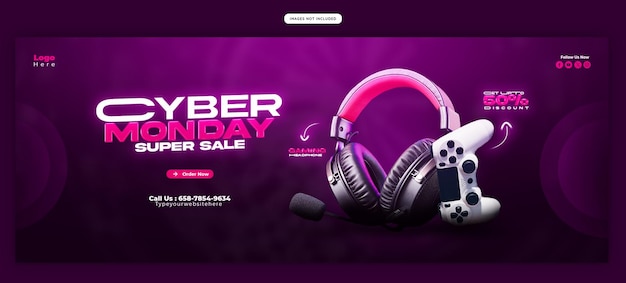 PSD cyber monday super sale facebook cover banner template