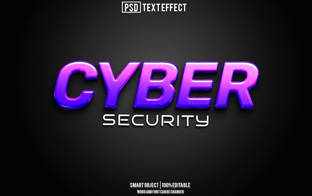 PSD cyber security text effect font editable typography 3d text