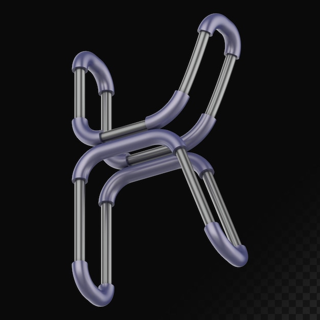 PSD cyber style isolated 3d render letter k