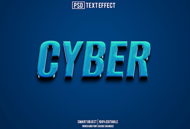 PSD cyber text effect font editable typography 3d text