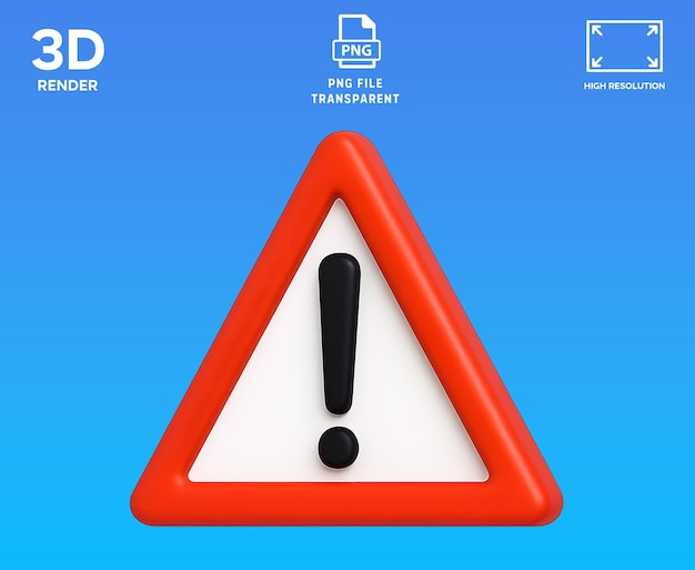 PSD danger sign 3d icon illustration