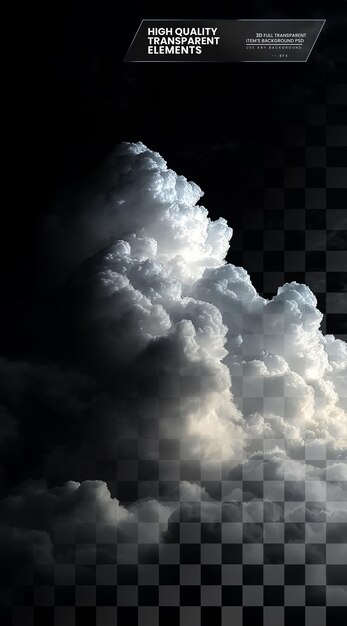 PSD dark clouds and white clouds in a deep blue sky on transparent background