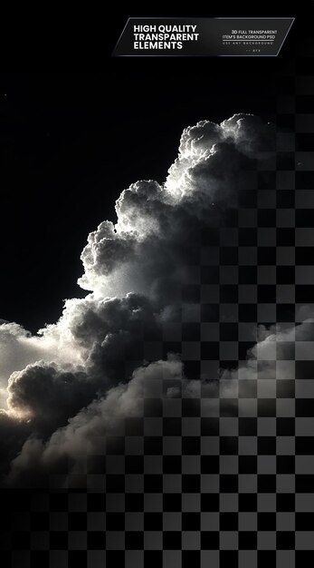 PSD dark clouds and white clouds in a deep blue sky on transparent background