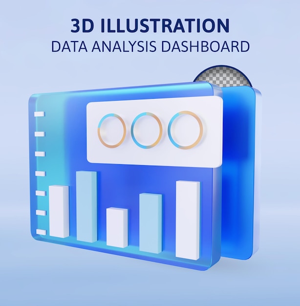 PSD data analysis dashboard 3d rendering illustration