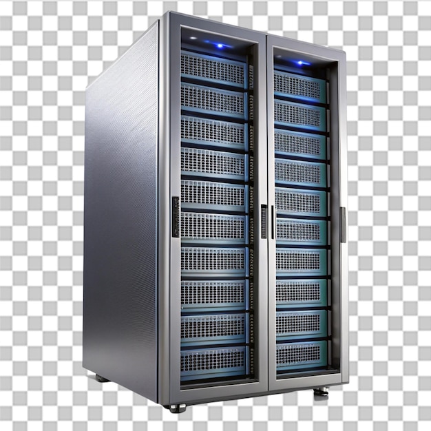 PSD data center server isolated on transparent background