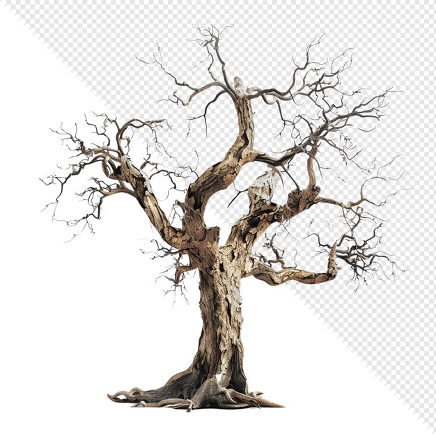 PSD dead tree with bare branches on white background