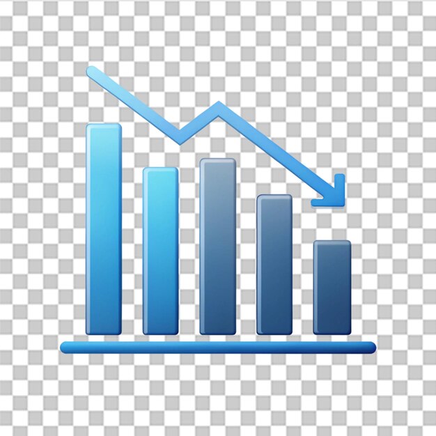 PSD decrease analytics graph icon isolated on transparent background